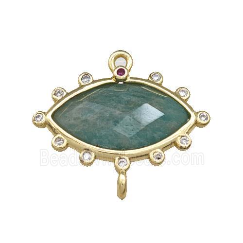 Natural Green Amazonite Eye Connector Gold Plated
