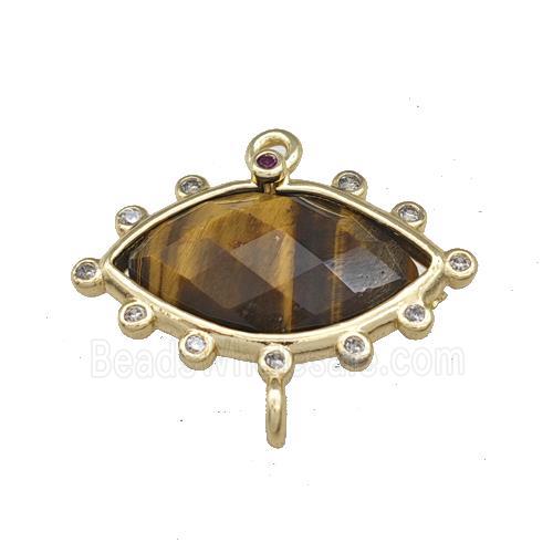 Natural Tiger Eye Stone Eye Connector Gold Plated