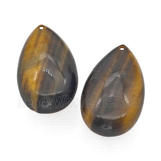 Natural Tiger Eye Stone Teardrop Pendant Flat Backing