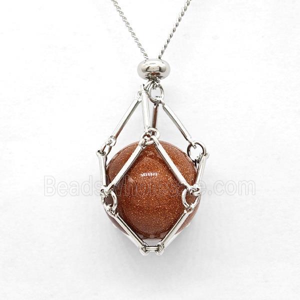 Golden Sandstone Necklace Platinum Plated