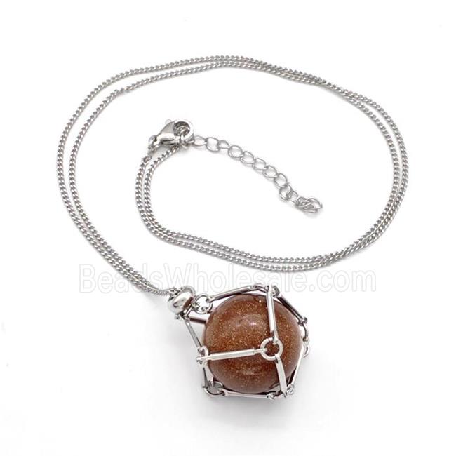 Golden Sandstone Necklace Platinum Plated