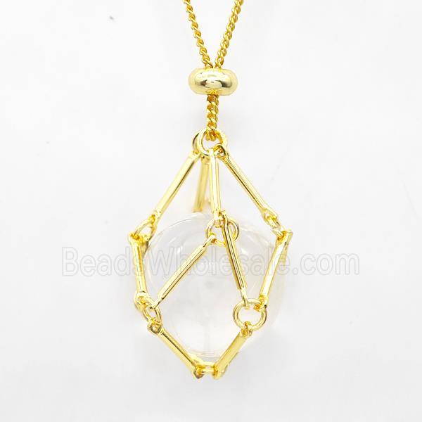 Natural Clear Quartz Necklace Gold Plated
