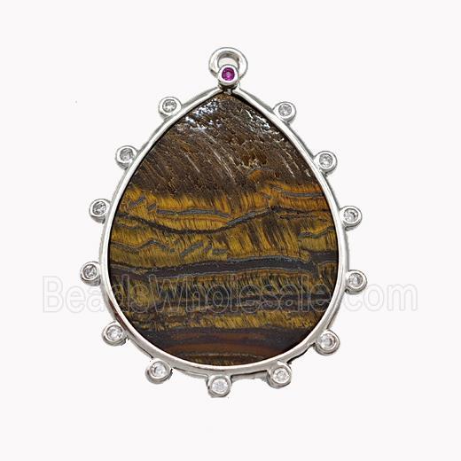Natural Iron Tiger Eye Stone Pendant Flat Teardrop