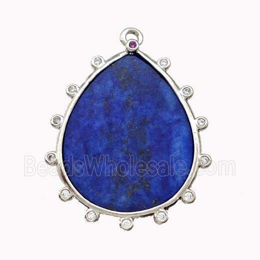 Natural Blue Lapis Lazuli Teardrop Pendant Flat