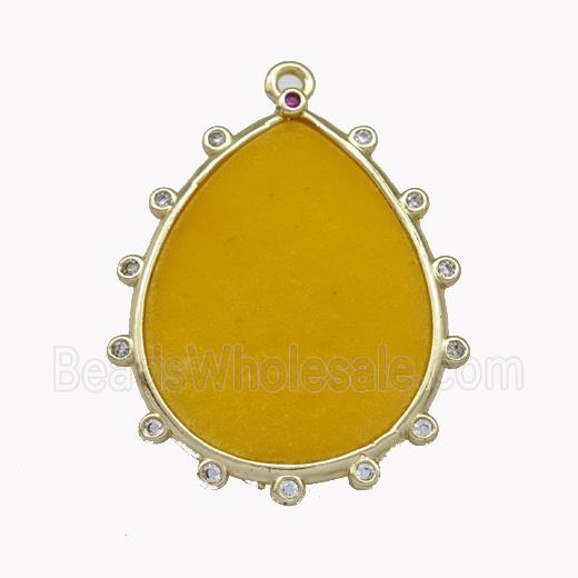 Natural Honey Jade Teardrop Pendant Yellow