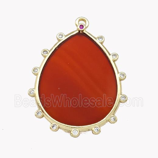 Natural Red Agate Teardrop Pendant Dye