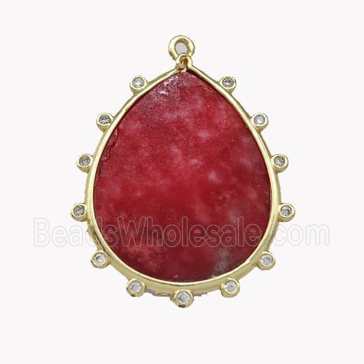 Natural Howlite Turquoise Teardrop Pendant Red Dye