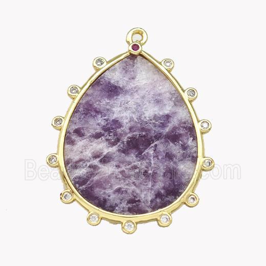 Natural Purple Lepidolite Teardrop Pendant