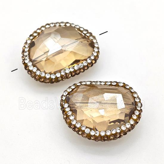 Chinese Crystal Glass Beads Pave Rhinestone Champagne