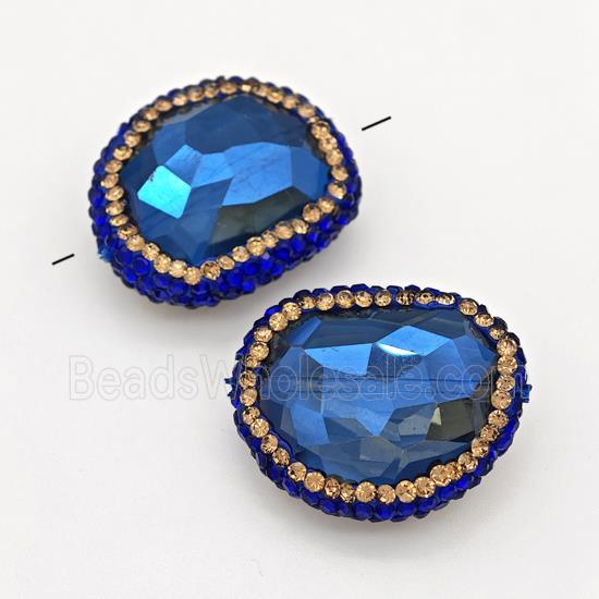 Chinese Crystal Glass Beads Pave Rhinestone Blue