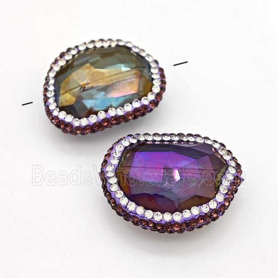 Chinese Crystal Glass Beads Pave Rhinestone Rainbow