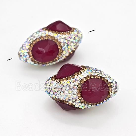 Clay Rice Beads Pave Rhinestone Fuchsite Jadeite Glass