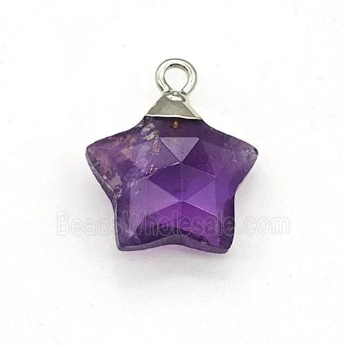 Natural Purple Amethyst Star Pendant