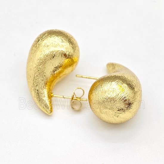 Copper Teardrop Pendant Hollow Brushed Gold Plated