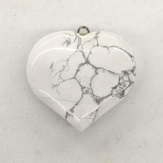 Natural White Howlite Turquoise Heart Pendant