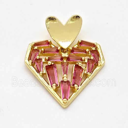 Copper Heart Pendant Micro Pave Zirconia Gold Plated