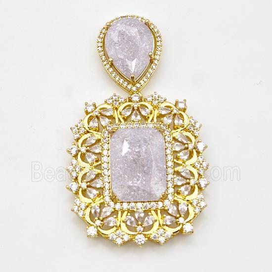 Copper Pendant Pave Zirconia Acrylic Gold Plated