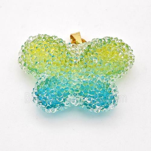 Resin Druzy Butterfly Pendant Olive