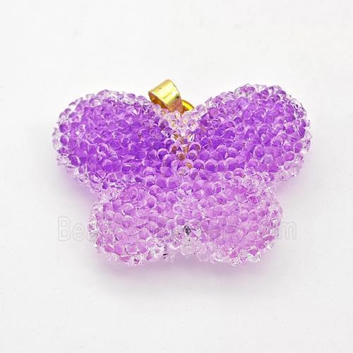 Resin Druzy Butterfly Pendant Purple