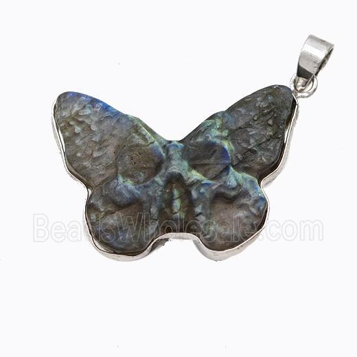 Natural Labradorite Butterfly Pendant Carved