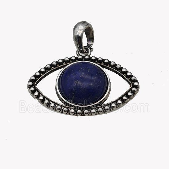 Alloy Eye Pendant Pave Blue Lapis Antique Silver