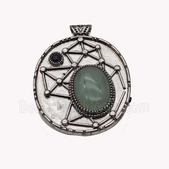 Alloy StarMap Pendant Pave Green Aventurine Antique Silver