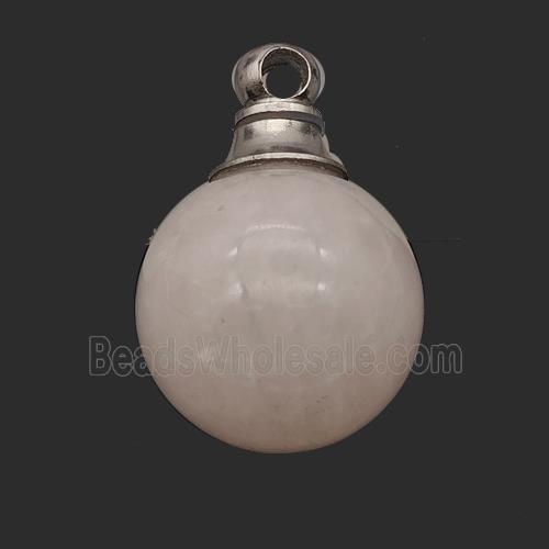 Natural Pink Rose Quartz Perfume Bottle Pendant Sphere