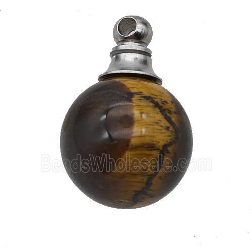 Natural Tiger Eye Stone Perfume Bottle Pendant Sphere