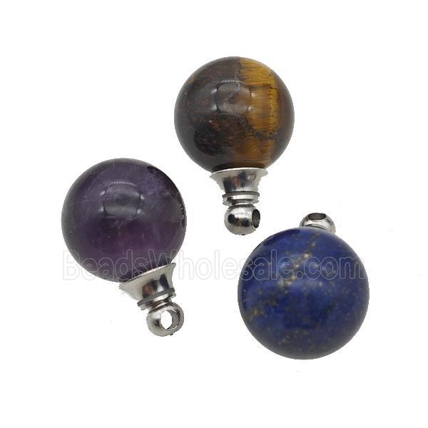 Natural Gemstone Perfume Bottle Pendant Sphere Mixed