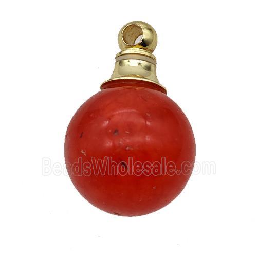 Red Dye Jade Perfume Bottle Pendant Sphere