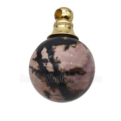 Natural Chinese Rhodonite Perfume Bottle Pendant Sphere