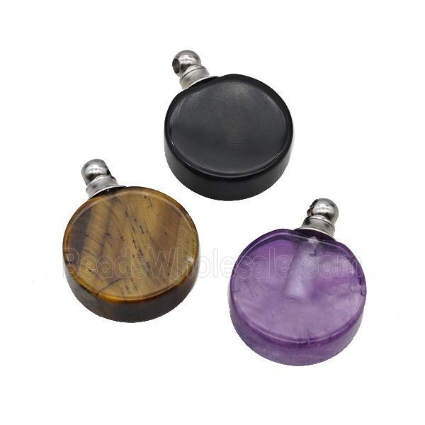 Natural Gemstone Perfume Bottle Pendant Mixed