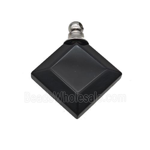 Natural Black Obsidian Perfume Bottle Pendant Square