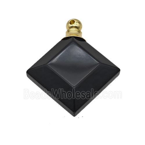 Natural Black Obsidian Perfume Bottle Pendant Square