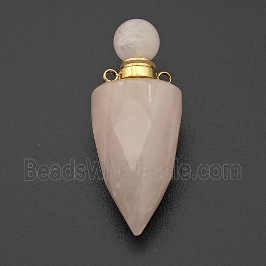 Natural Pink Rose Quartz Perfume Bottle Pendant Bullet