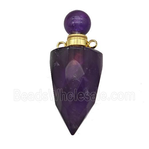 Natural Purple Amethyst Perfume Bottle Pendant Bullet