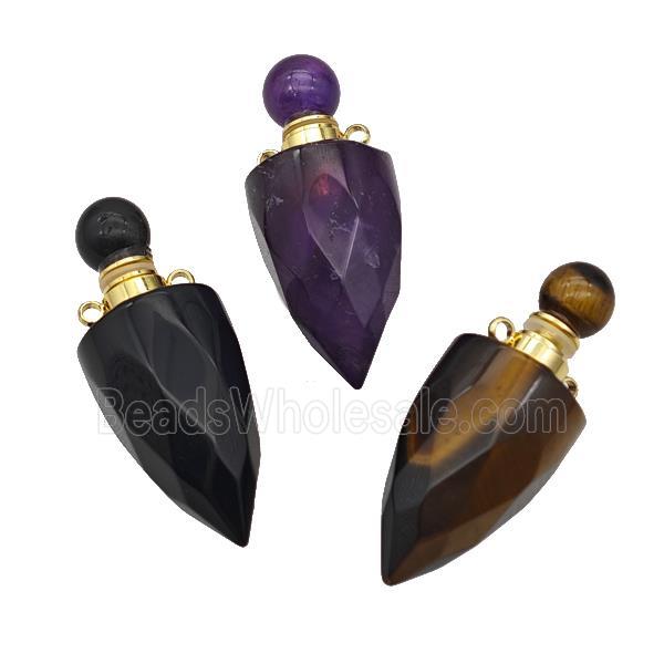 Natural Gemstone Perfume Bottle Pendant Bullet Mixed