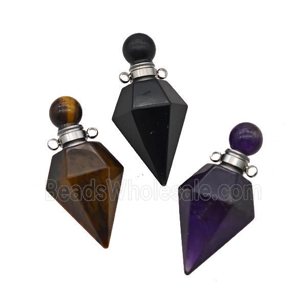 Natural Gemstone Perfume Bottle Pendant Mixed