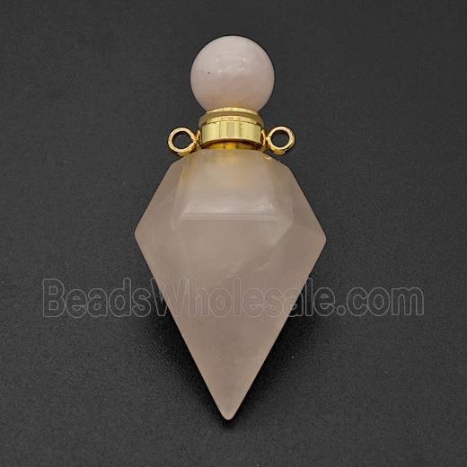 Natural Rose Quartz Perfume Bottle Pendant