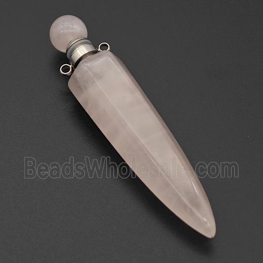Natural Rose Quartz Perfume Bottle Pendant Bullet