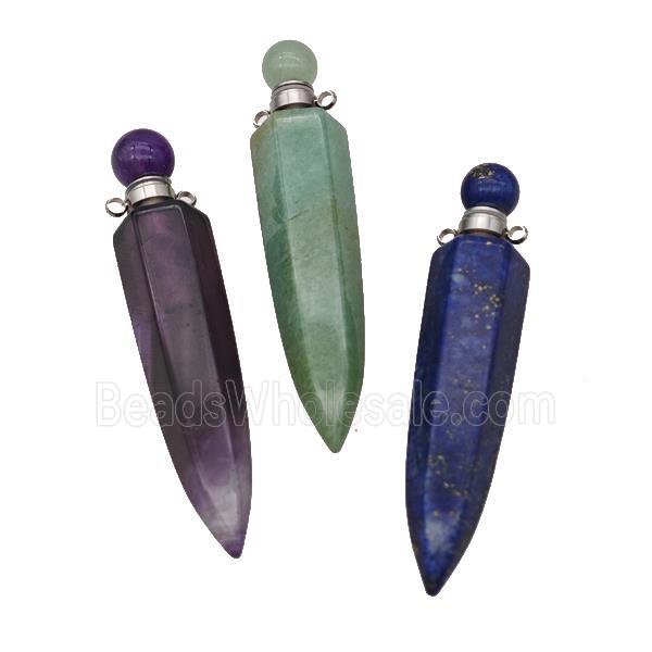 Natural Gemstone Perfume Bottle Pendant Bullet Mixed