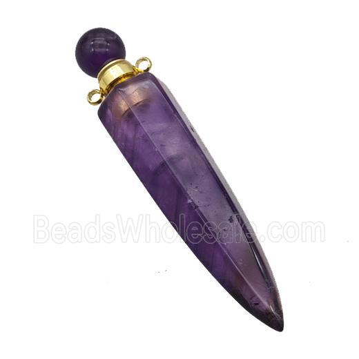 Natural Purple Amethyst Perfume Bottle Pendant Bullet