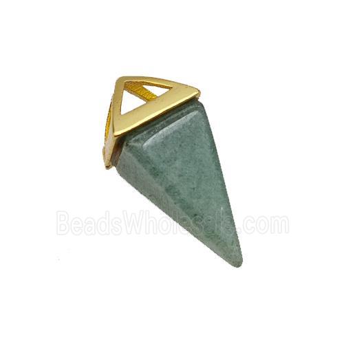 Natural Green Aventurine Pendulum Copper Gold Plated