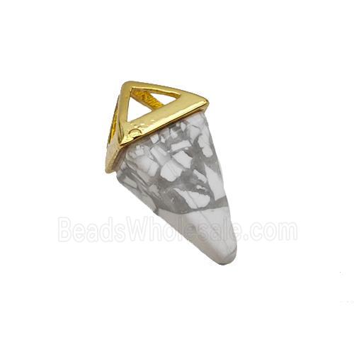 Natural White Howlite Turquoise Pendulum Copper Gold Plated
