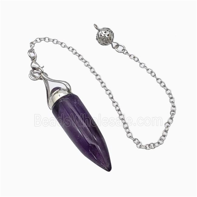 Purple Amethyst Bullet Pendant With Chain