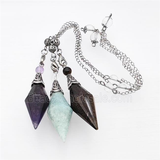 Mixed Gemstone Pendulum Pendant With Chain