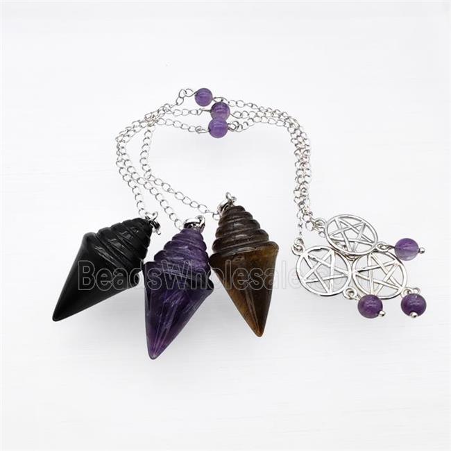 Mix Gemstone Pendulum Pendant With Chain