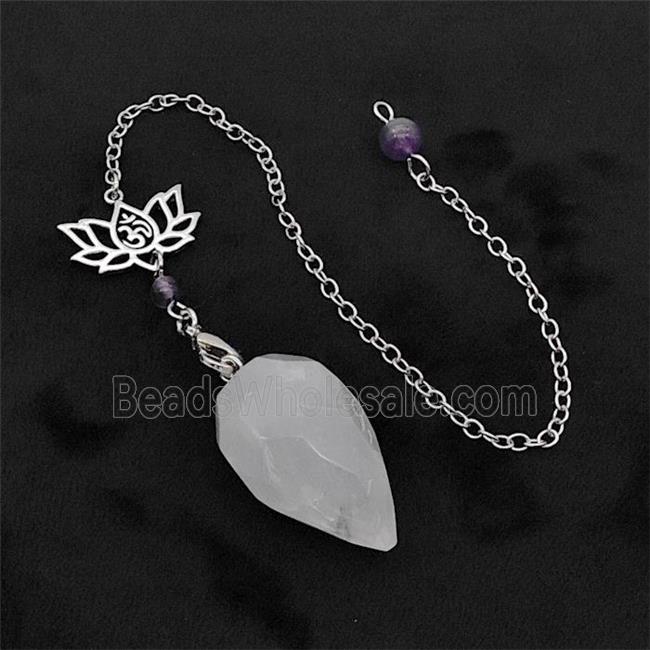 Clear Quartz Pendulum Pendant With Chain Lotus