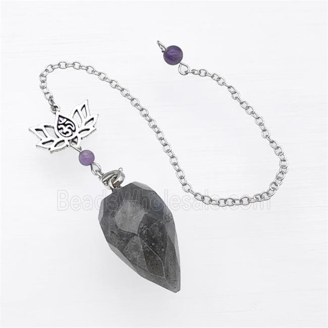 Labradorite Pendulum Pendant With Chain Lotus