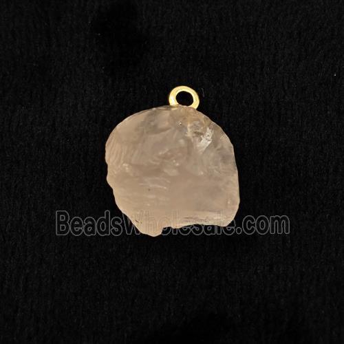 Pink Rose Quartz Nugget Pendant Freeform